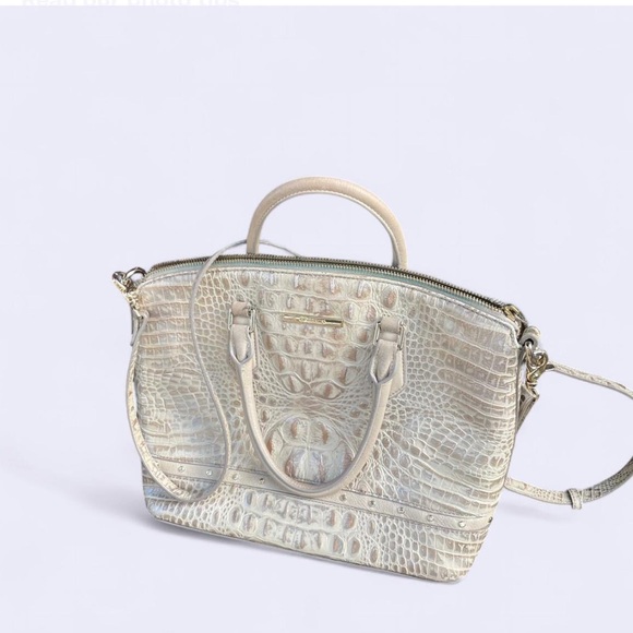 Brahmin Handbags - Brahmin Cream Crocodile-Embossed Satchel with Detachable Strap